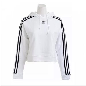 adidas originals adicolor cropped hoodie in white